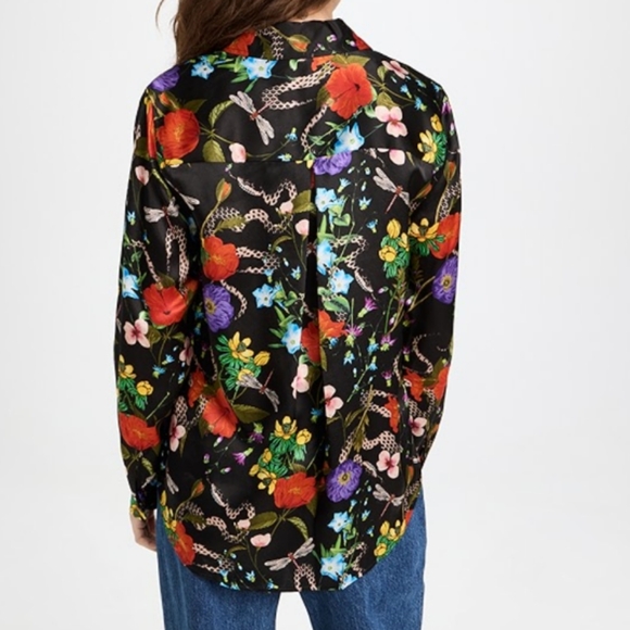 L’Agence 100% Silk Botanical Snake Tyler Holly Button Front Blouse - Picture 3 of 16